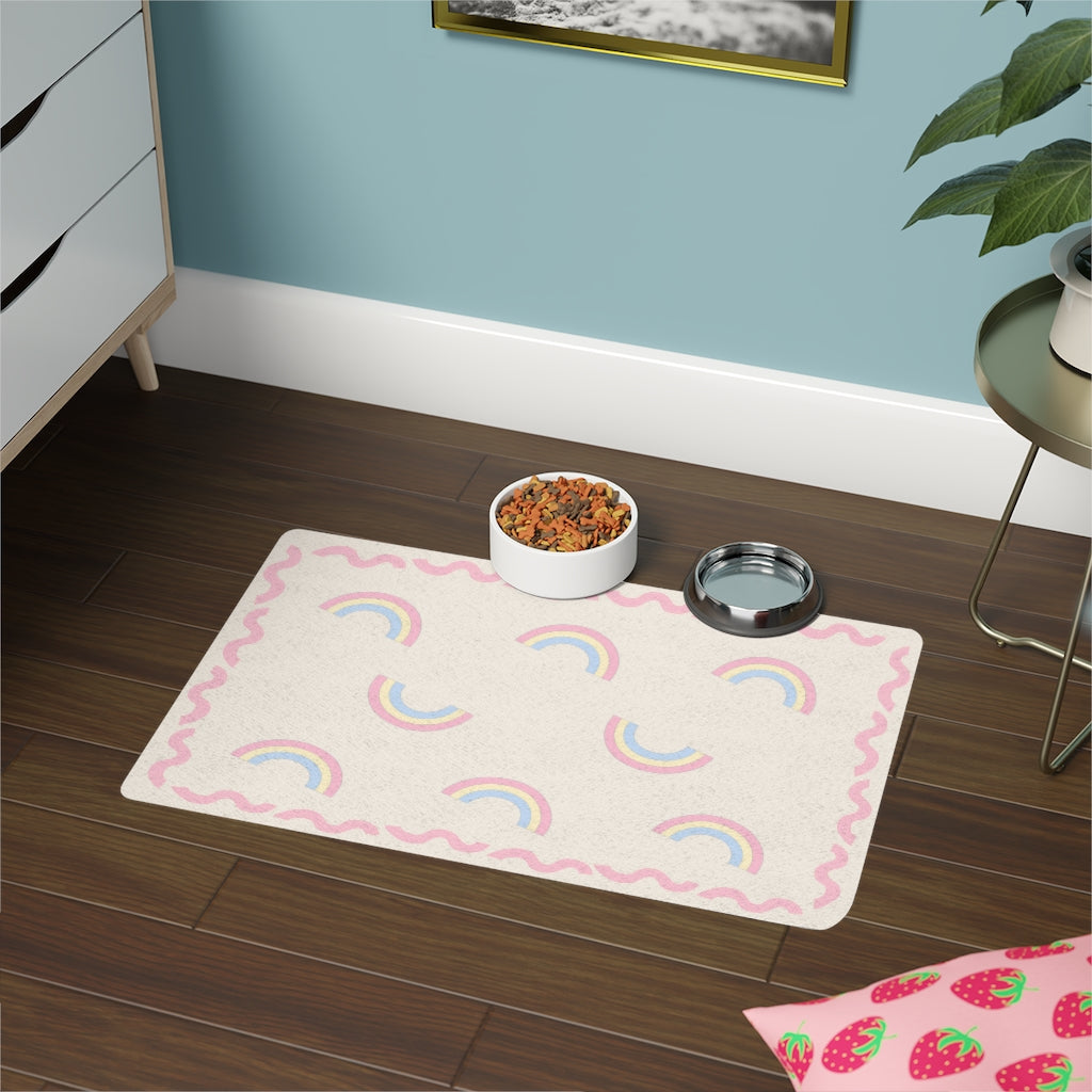 Pastel Rainbow Pet Food Mat