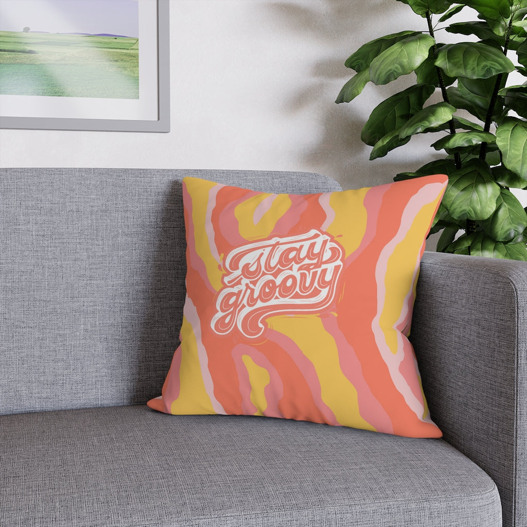 Stay Groovy Pillow Case - Throw Pillow Cover - Grandmillennial Style