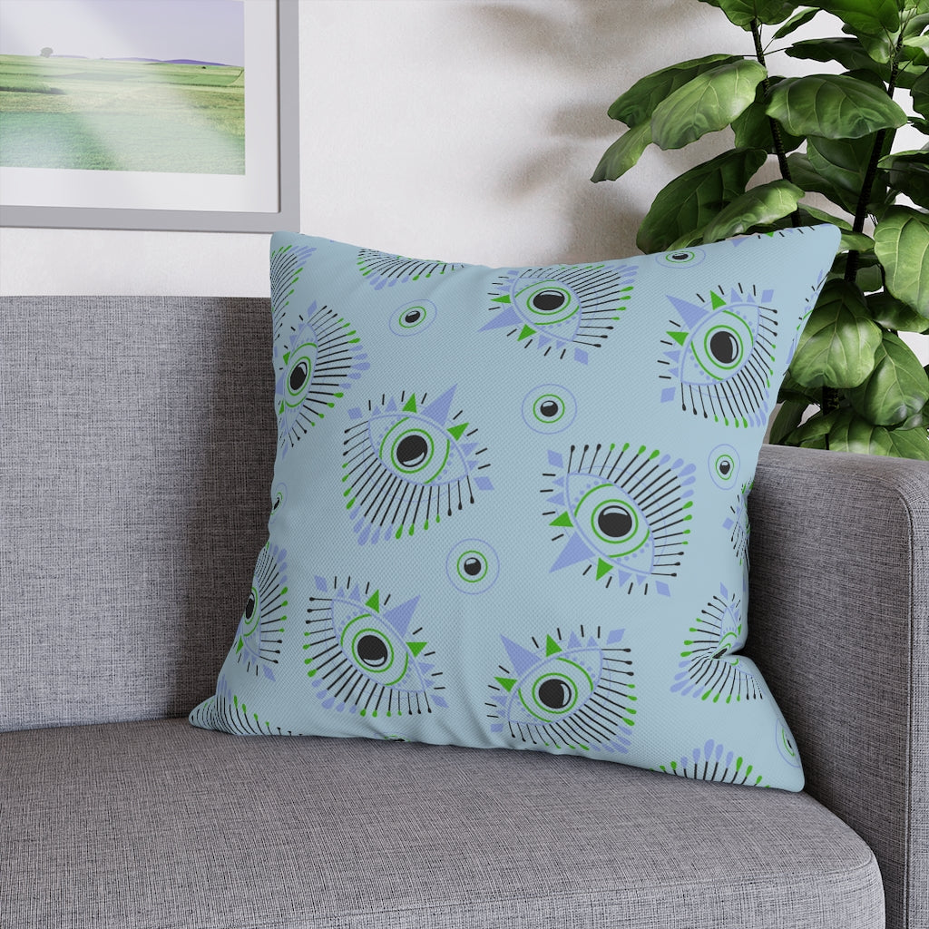 Henna Eyes Blue Pillow Case - Throw Pillow Cover - Grandmillennial Style