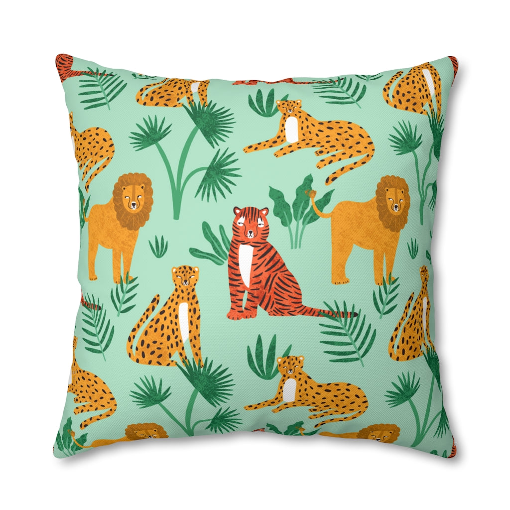 Jungle Meeting Pillow Case - Throw Pillow Cover - Grandmillennial Style