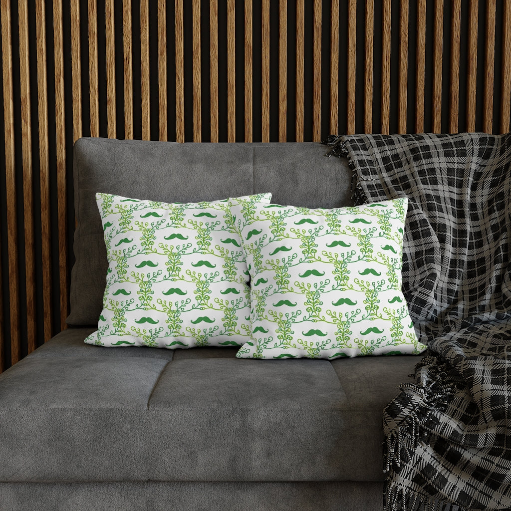 Mustache Plant Pillow Case - Throw Pillow Cover - Grandmillennial Style