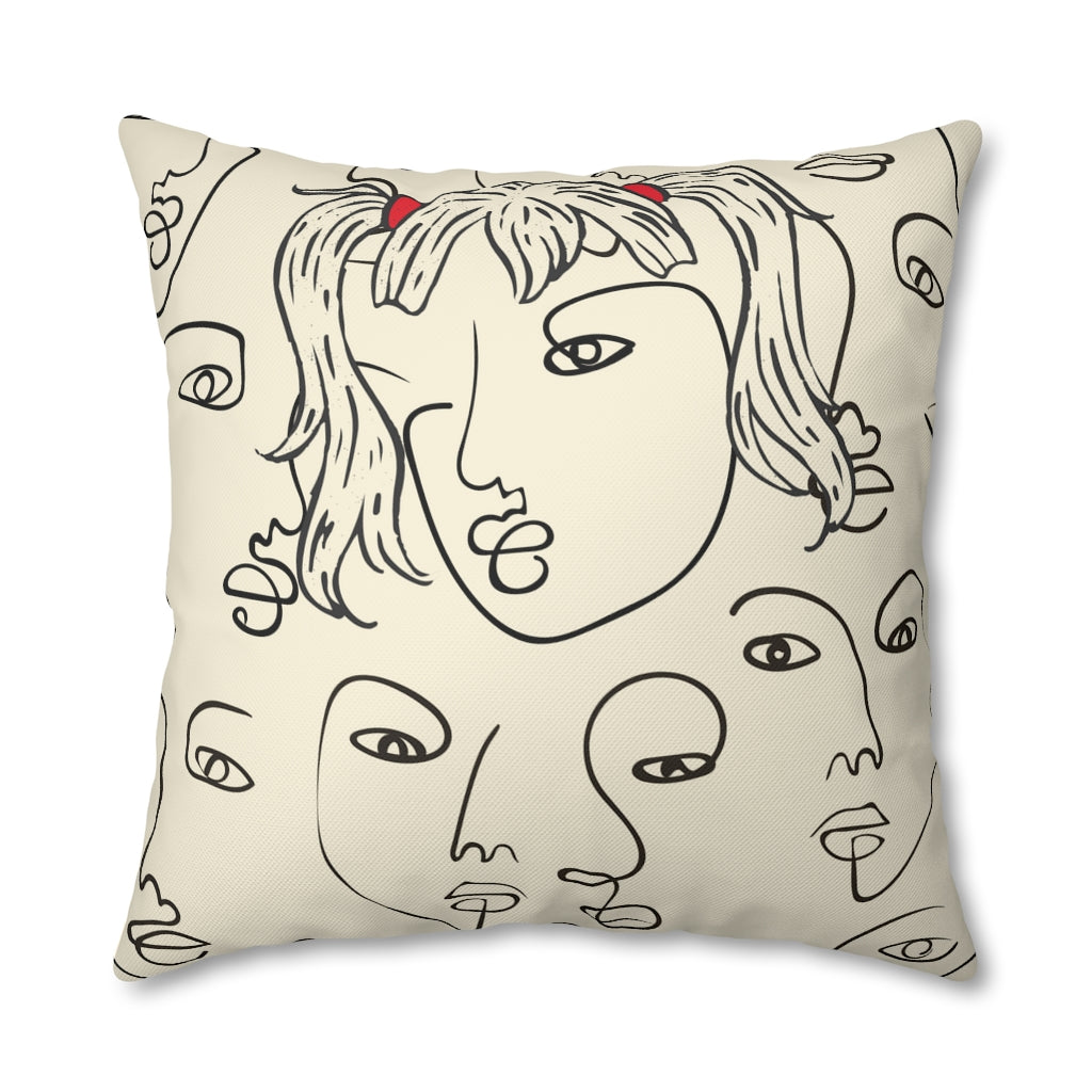 Picasso Girl Pillow Case - Throw Pillow Cover - Grandmillennial Style