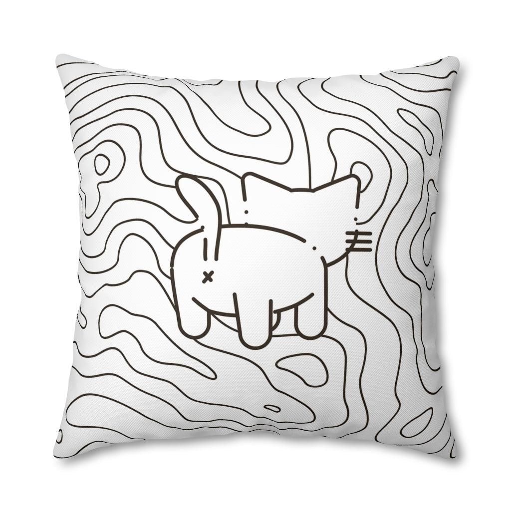 Topographic Kitten Pillow Case - Throw Pillow Cover - Grandmillennial Style