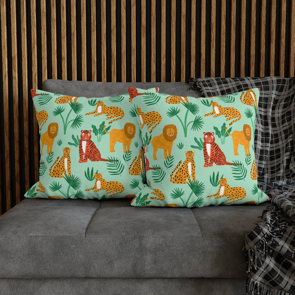 Jungle Meeting Pillow Case - Throw Pillow Cover - Grandmillennial Style