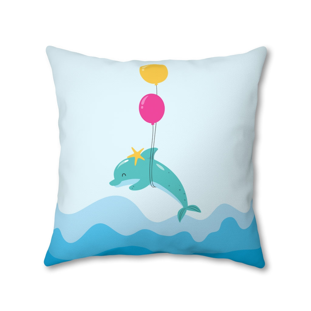 Inflated Dolphin Pillow Case - Throw Pillow Cover - Grandmillennial Style