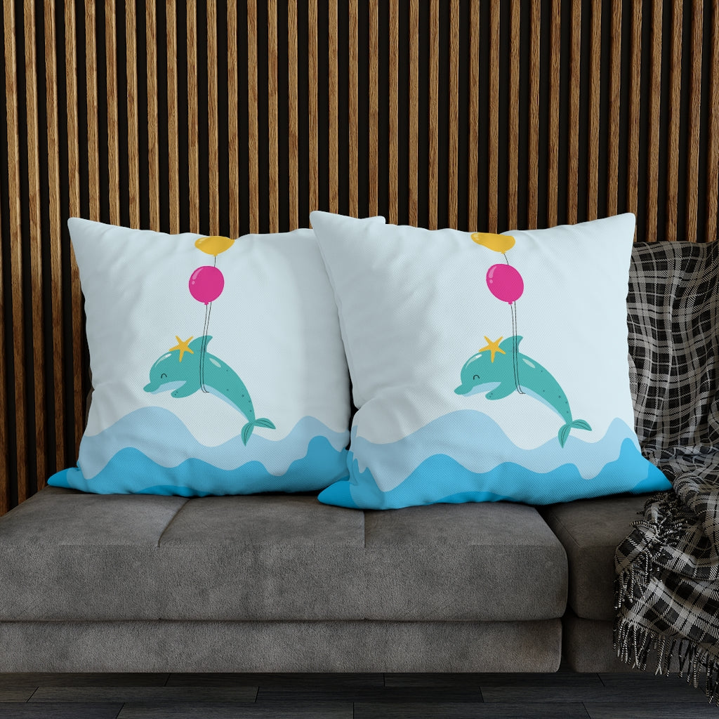 Inflated Dolphin Pillow Case - Throw Pillow Cover - Grandmillennial Style