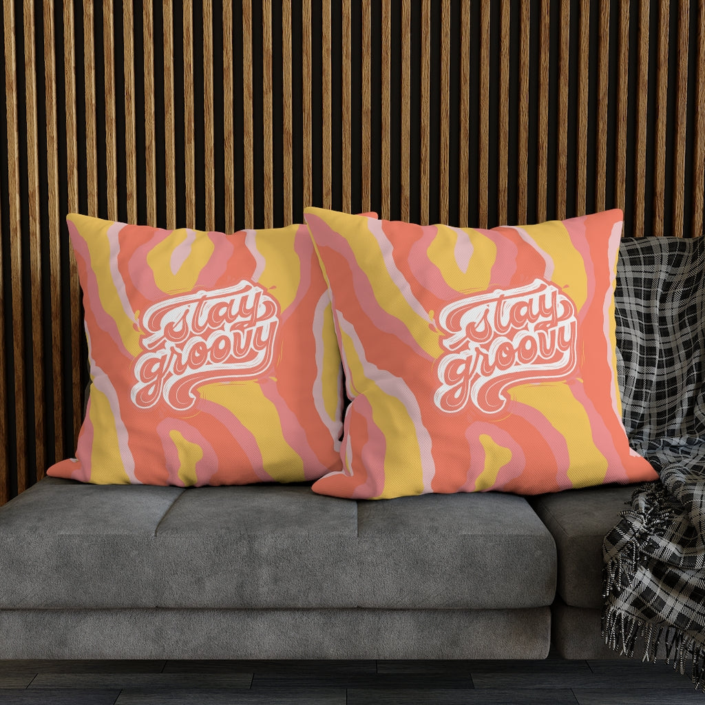 Stay Groovy Pillow Case - Throw Pillow Cover - Grandmillennial Style