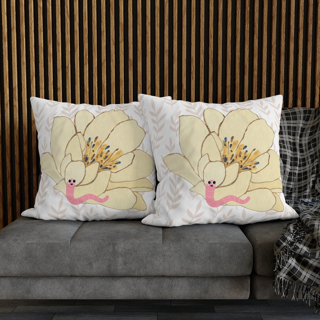 Earthworm Pillow Case - Throw Pillow Cover - Grandmillennial Style