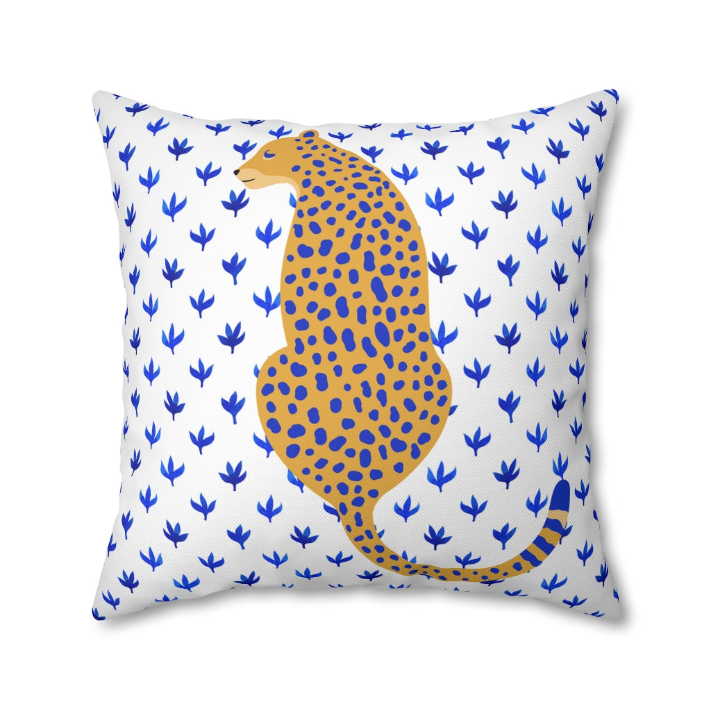 Blue Cheetah Pillow Case - Throw Pillow Cover - Grandmillennial Style