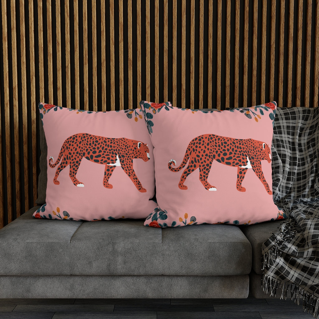 Pink Leopard Pillow Case - Throw Pillow Cover - Grandmillennial Style