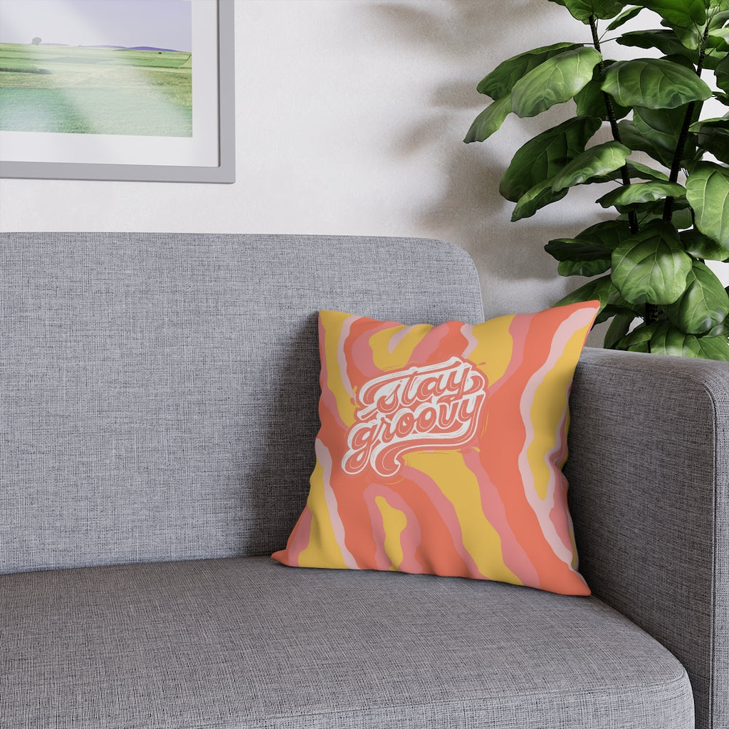 Stay Groovy Pillow Case - Throw Pillow Cover - Grandmillennial Style