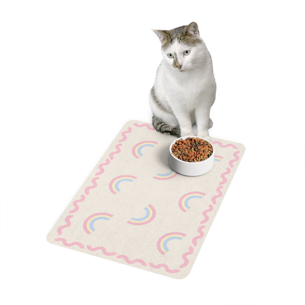 Pastel Rainbow Pet Food Mat