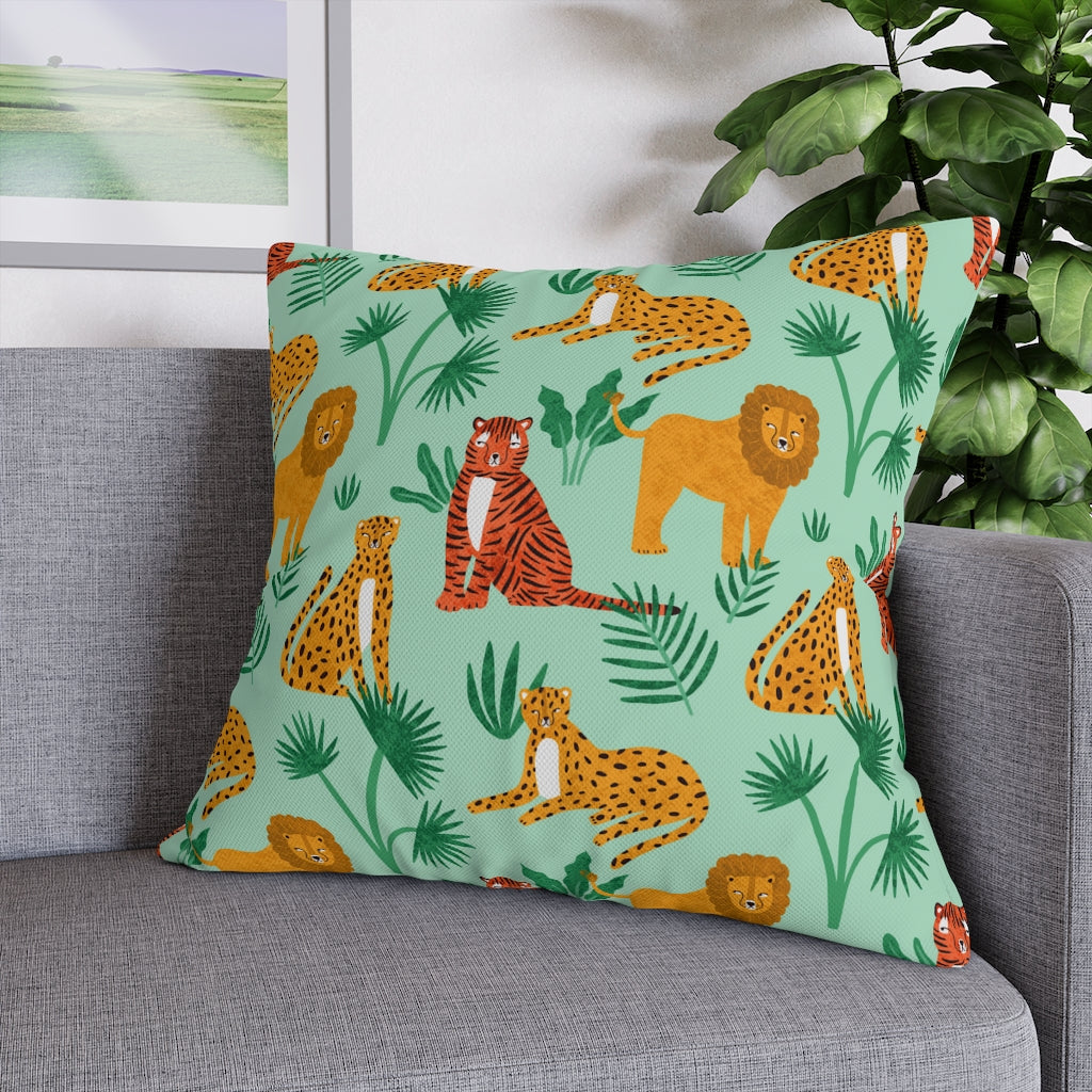 Jungle Meeting Pillow Case - Throw Pillow Cover - Grandmillennial Style