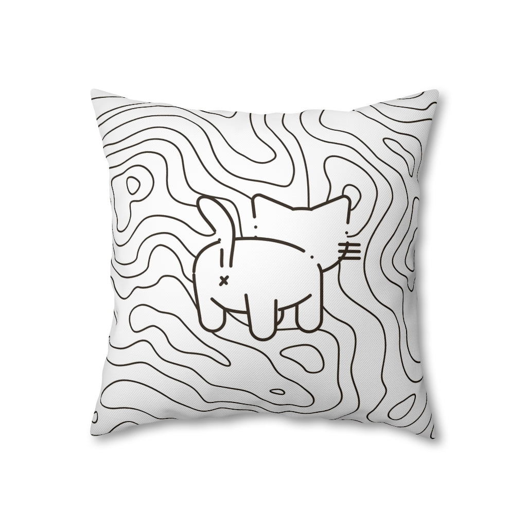 Topographic Kitten Pillow Case - Throw Pillow Cover - Grandmillennial Style