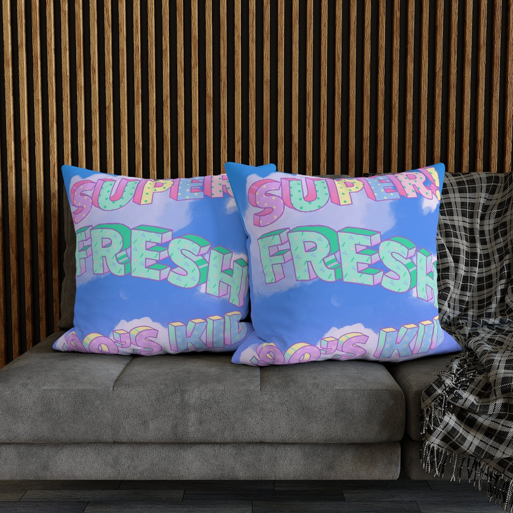 Super Fresh 90s Kid Pillow Case - Throw Pillow Cover - Grandmillennial Style