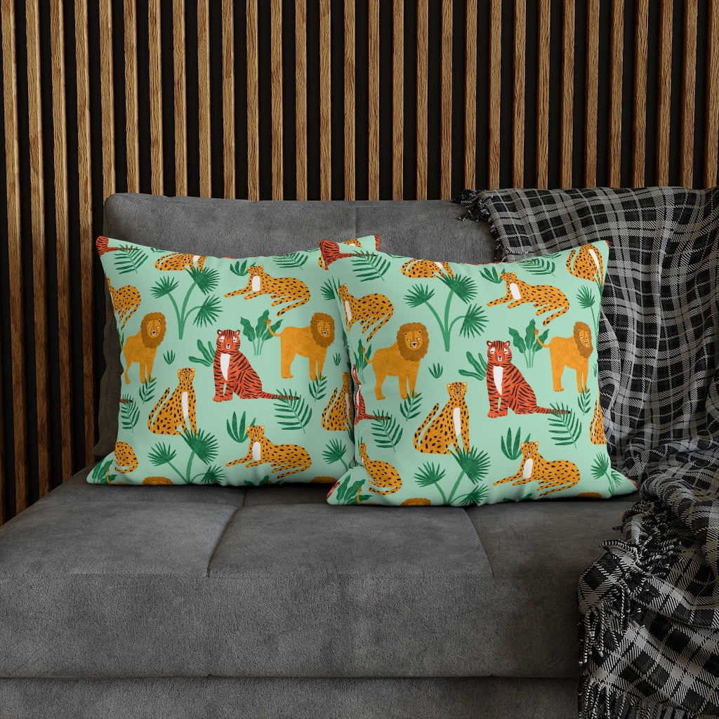 Jungle Meeting Pillow Case - Throw Pillow Cover - Grandmillennial Style