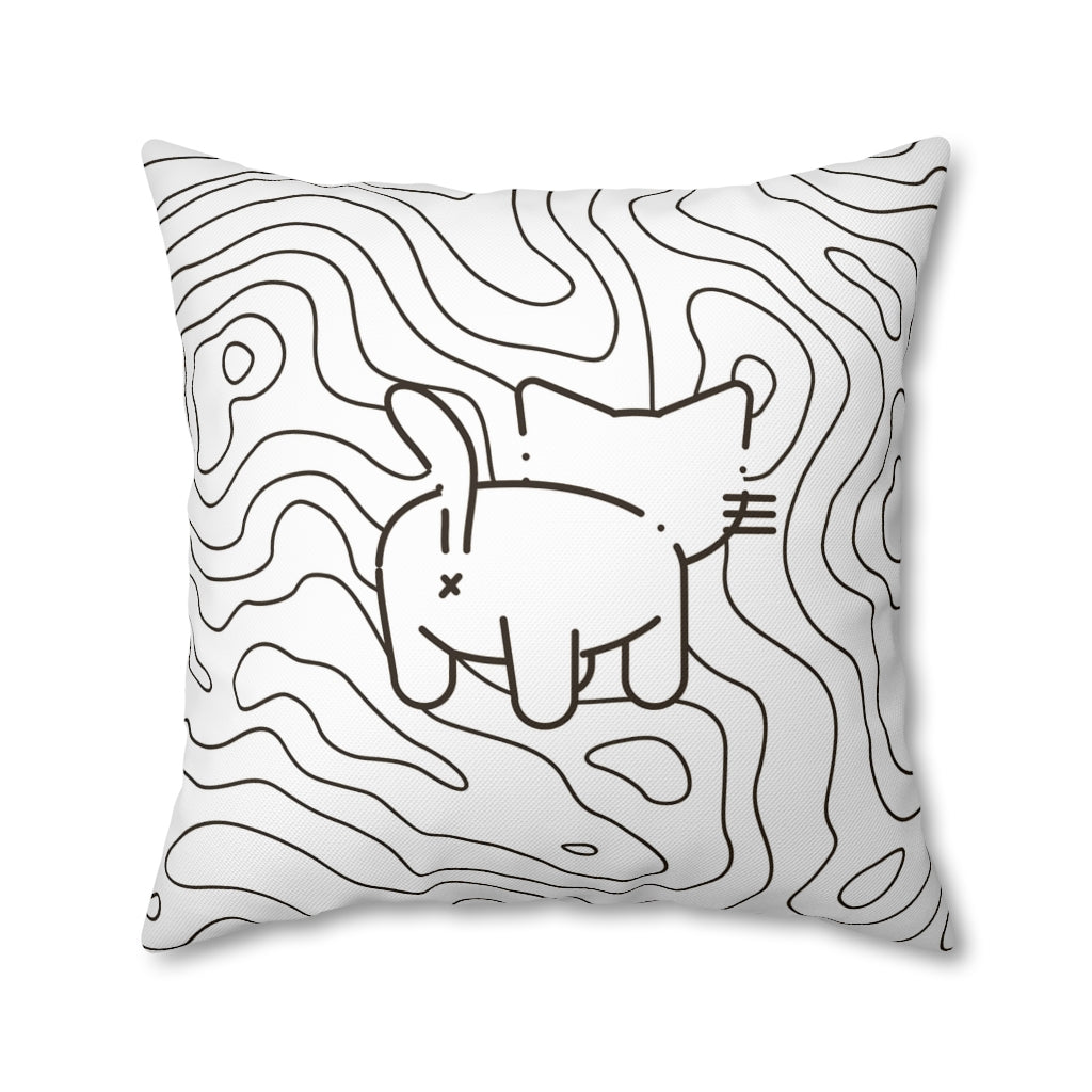 Topographic Kitten Pillow Case - Throw Pillow Cover - Grandmillennial Style