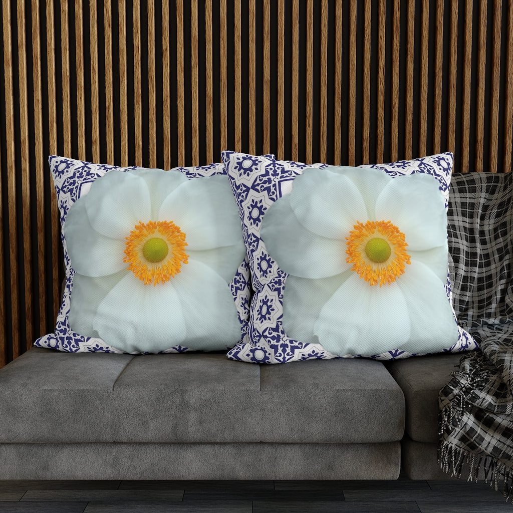 Japanese Anemone Pillow Case - Throw Pillow Cover - Grandmillennial Style