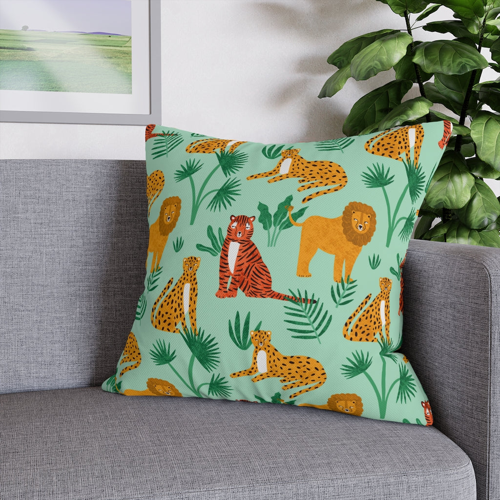 Jungle Meeting Pillow Case - Throw Pillow Cover - Grandmillennial Style