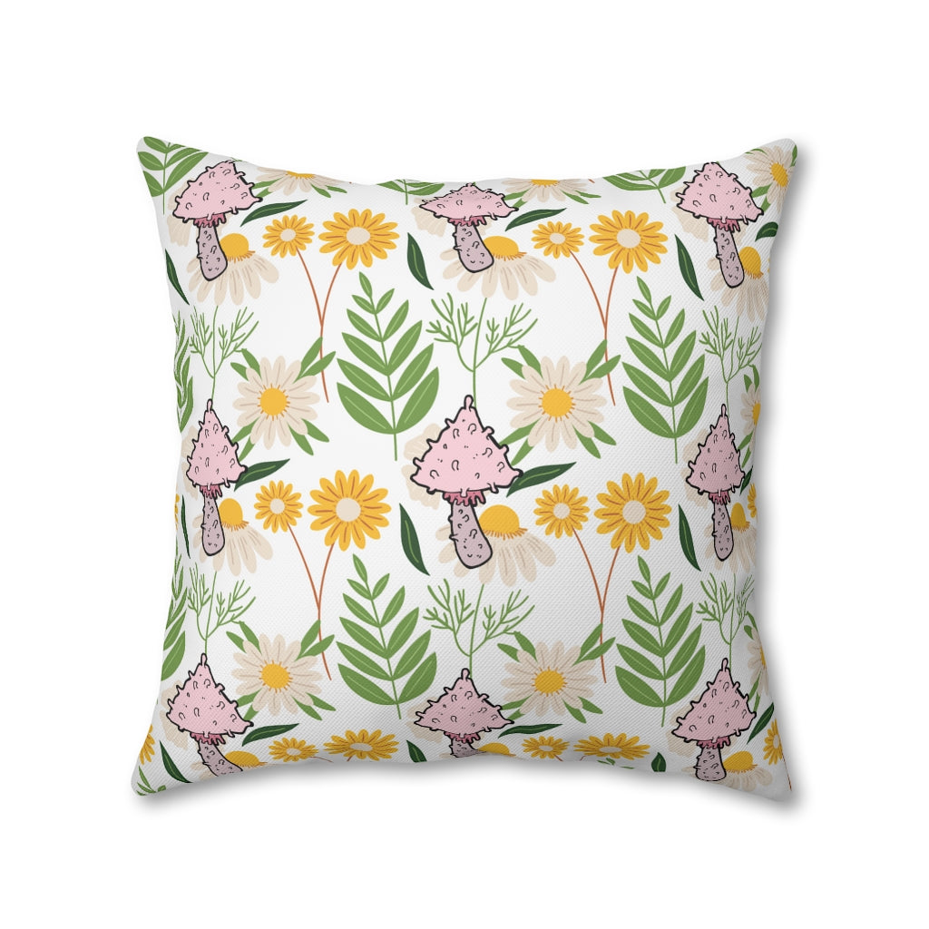 Mushroom Fields Pillow Case - Throw Pillow Cover - Grandmillennial Style