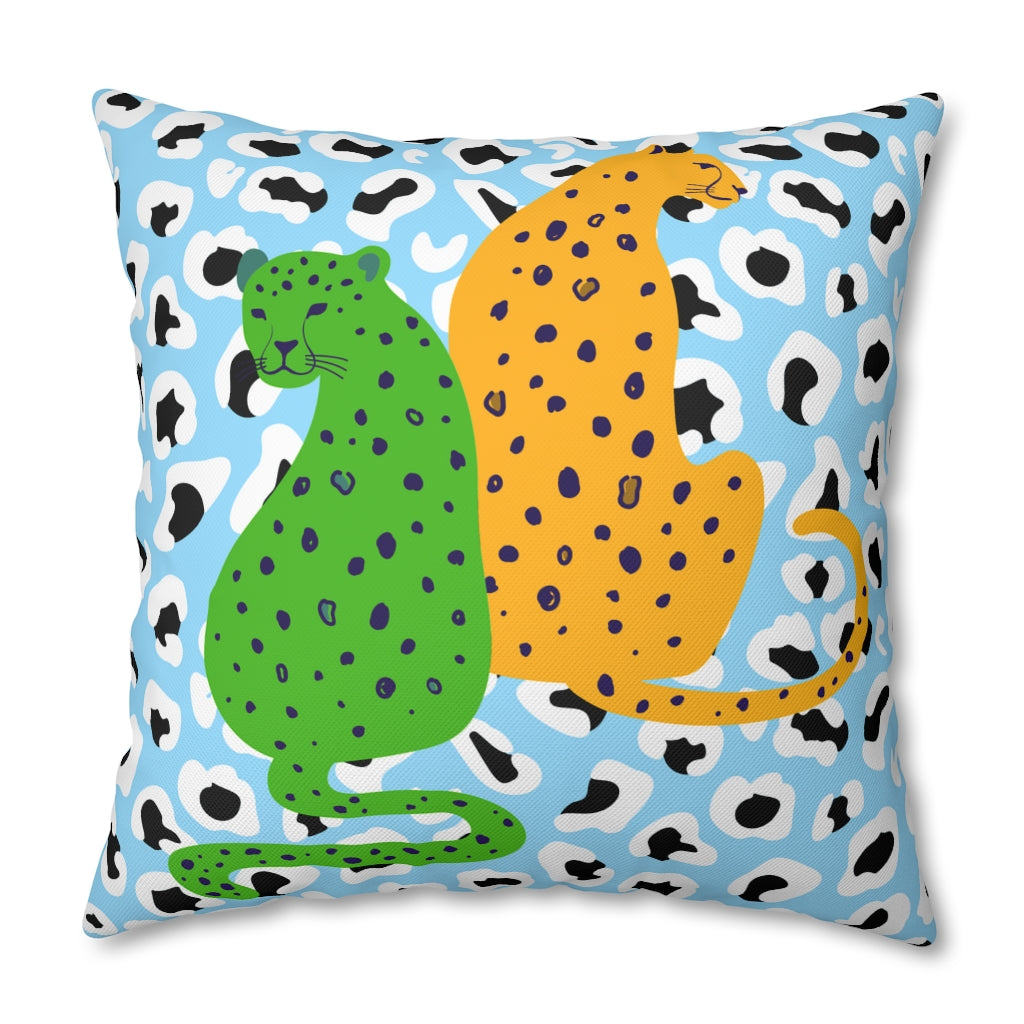 Cheetah Couple Pillow Case - Throw Pillow Cover - Grandmillennial Style