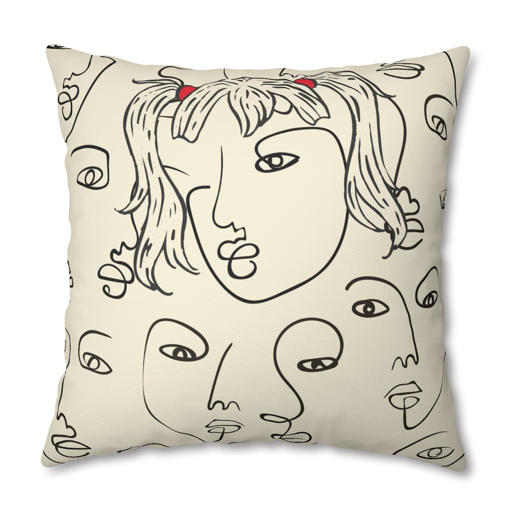 Picasso Girl Pillow Case - Throw Pillow Cover - Grandmillennial Style